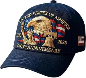 Men's & Women's Embroidered Bald Eagle & 50-Star 13-Stripe Baseball - 250th Anniversary (1776-2026) Embroidery, Heavy-Duty Patriotic Hat Suitable for History Buffs, 4th of, Parades