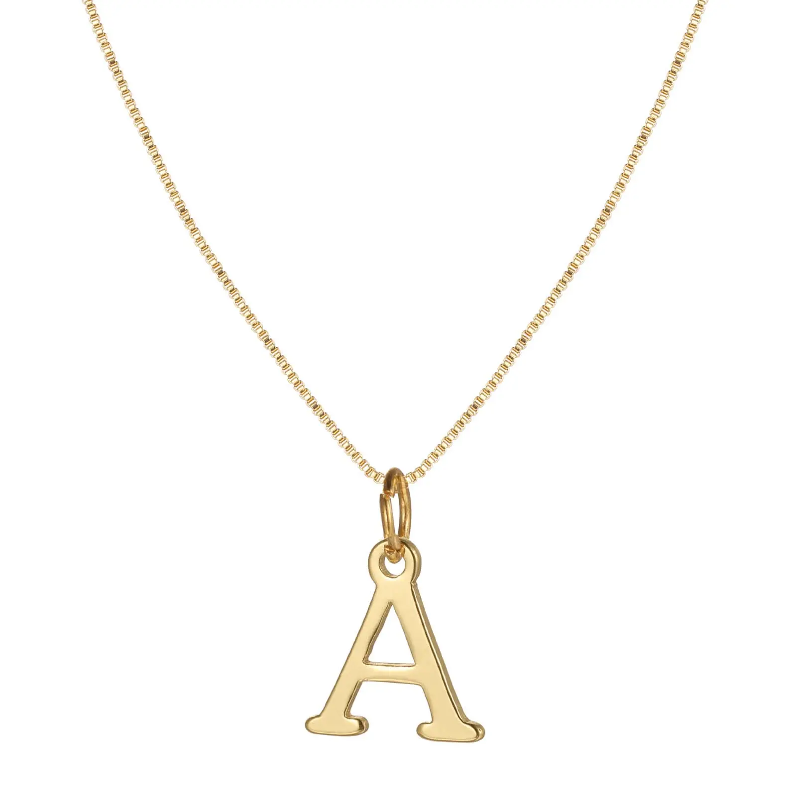 Springtok Box chain uppercase 26 letters necklace name initials unisex daily y2k jewelry holiday birthday gift