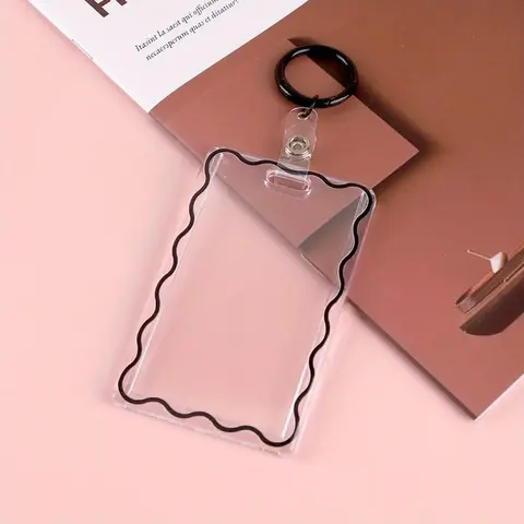 Transparent Acrylic Card Holder with Key Ring, 1-Count Durable Protective Sleeve for Student ID, Meal Cards, Office Supplies and Badge Holder, Clear Id Badge Holder