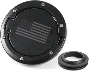 Fuel Filler Door Gas Tank Cap Cover Accessories for 2007-2017 Jeep Wrangler JK & Unlimited Sport Rubicon Sahara US Flag Design jeep gladiator accessory