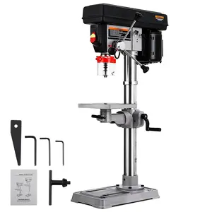 Garvee Benchtop Drill Press 7.5 Amp 120V Variable Speed 288-3084 RPM Cast Iron Tabletop Drilling Machine with 0-45° Tilting Worktable for Wood and Metal