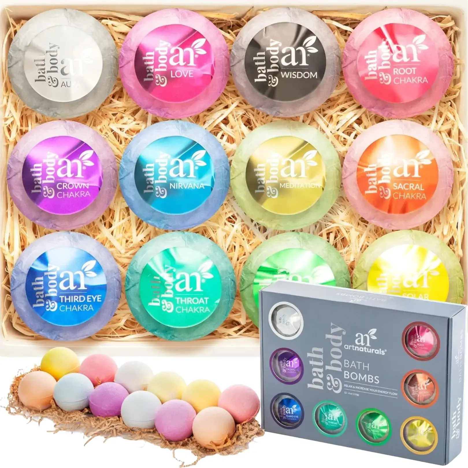 ArtNaturals Large Bath Bombs Gift Set kit - Natural Handmade Essential Oil Spa Bubble Bath Bomb Balls Fizzies