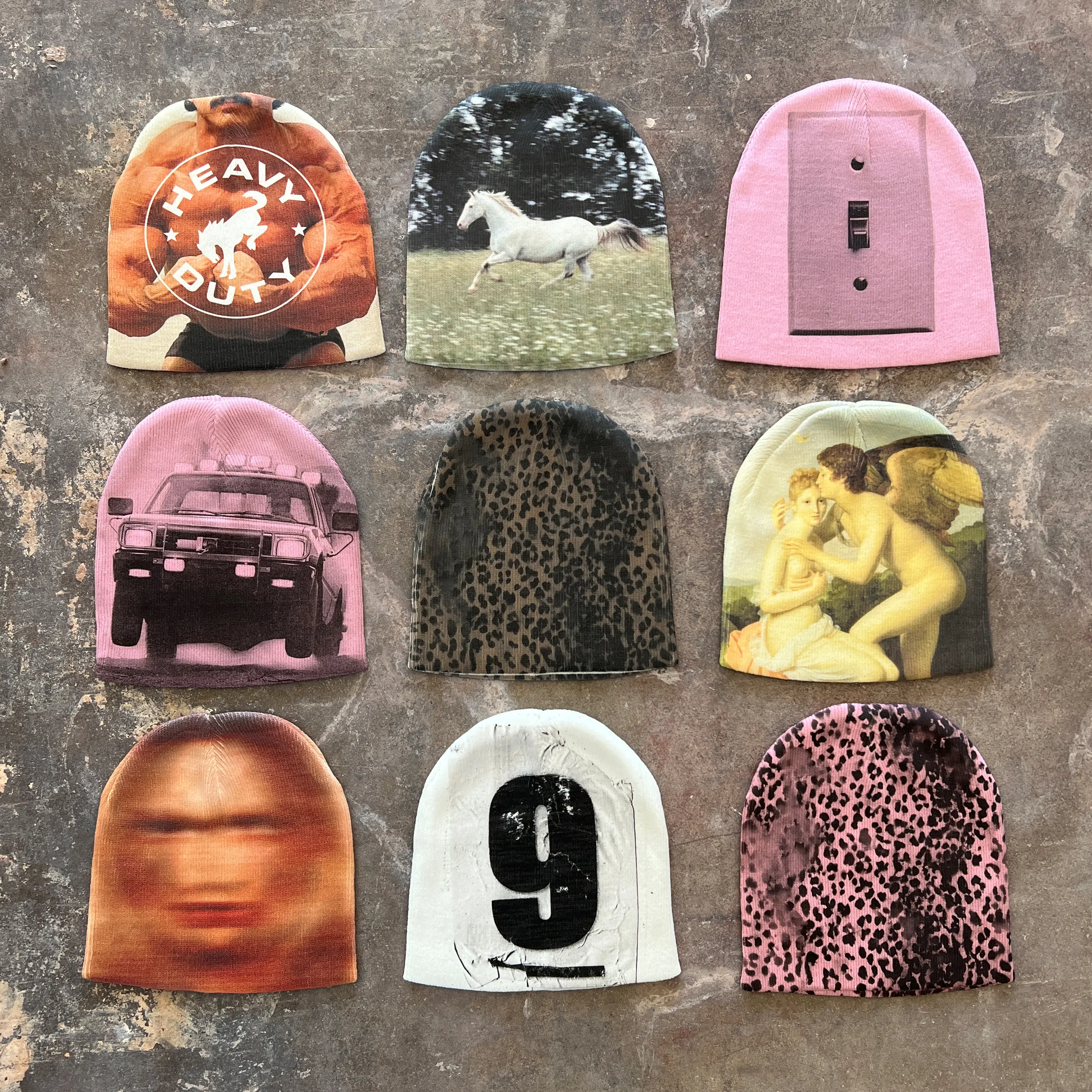Full Print Graphic Beanies - 9 DIFFERENT STYLES
