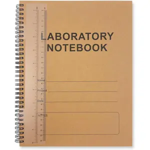 Carbonless Lab Notebook (Scientific Grid Format), 8.5'' x 11'', 50 Sets of Pages, Duplicator Wire-O Bound, Laboratory Notebook Containing Carbon Copies, Durable Translucent Cover, Transparent Ruler
