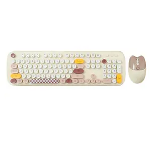 Wireless Keyboard & Mouse Combo - Silent Click, Colorful 104 Keys