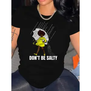 [] Graphic & Slogan Print Crew Neck T-Shirt, Casual Short Sleeve Top For Spring & Summer, Women'S Clothing T-Shirt For Men And Women