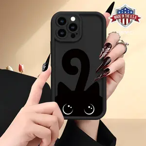 Protect Your Phone Soft Phone Case with Black Cat with Upturned Tail Pattern UV Printing Matte Phone Cover 360 Degree Full Protection for iPhone 11 12 13 14 15 16 Pro Max Mini for Smartphone Gift Protective Protector Cellphone Shockproof