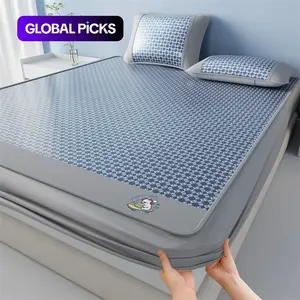 3-Piece Ice Silk Cooling Bed Sheet Set, Cool Soft Sheets, Soft Bedding Sheet, Soft Breathable Sheet, Sheet Wrinkle Resistant, Includes 1 Fitted Sheet & 2 Pillowcases, 150x200/180x200 Cm, Perfect for Hot Summer Nights, Cooling Bedding Sets #GLOBAL PICKS