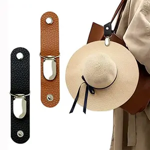 Multifunctional Leather Hat Holder Clip for Travel and Camping - Securely Attach Your Cap to Bag or Luggage