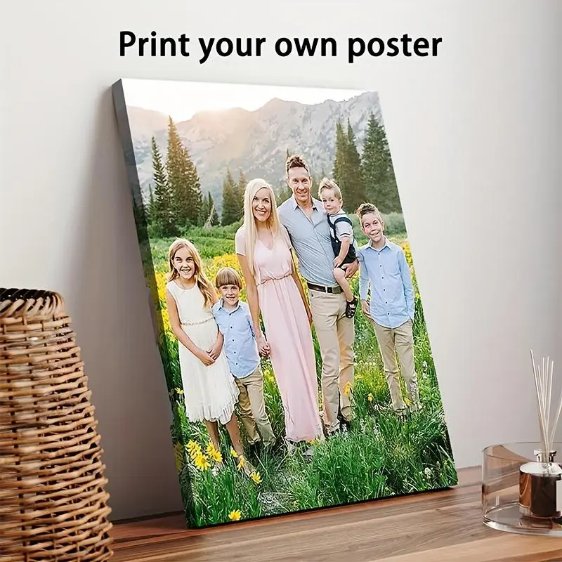 2D Flat, 1pc 2D Flat Personalized Custom Photo Frame Painting| Custom Canvas Wall Art with Wood Pine Frame, Tailored Frame, Personalized Printing of Favorite Photos, Unique Pictures, Wedding Certificates, Artistic Photos, Family Portraits