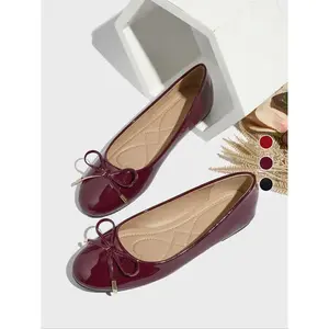 Women's Elegant Solid Color Bowknot Design Mary Jane Shoes, Fashionable Pointed Toe Flat Shoes, Casual Flats for Daily Wear, Lightweight Breathable Comfortable Shoes for Women & Girls