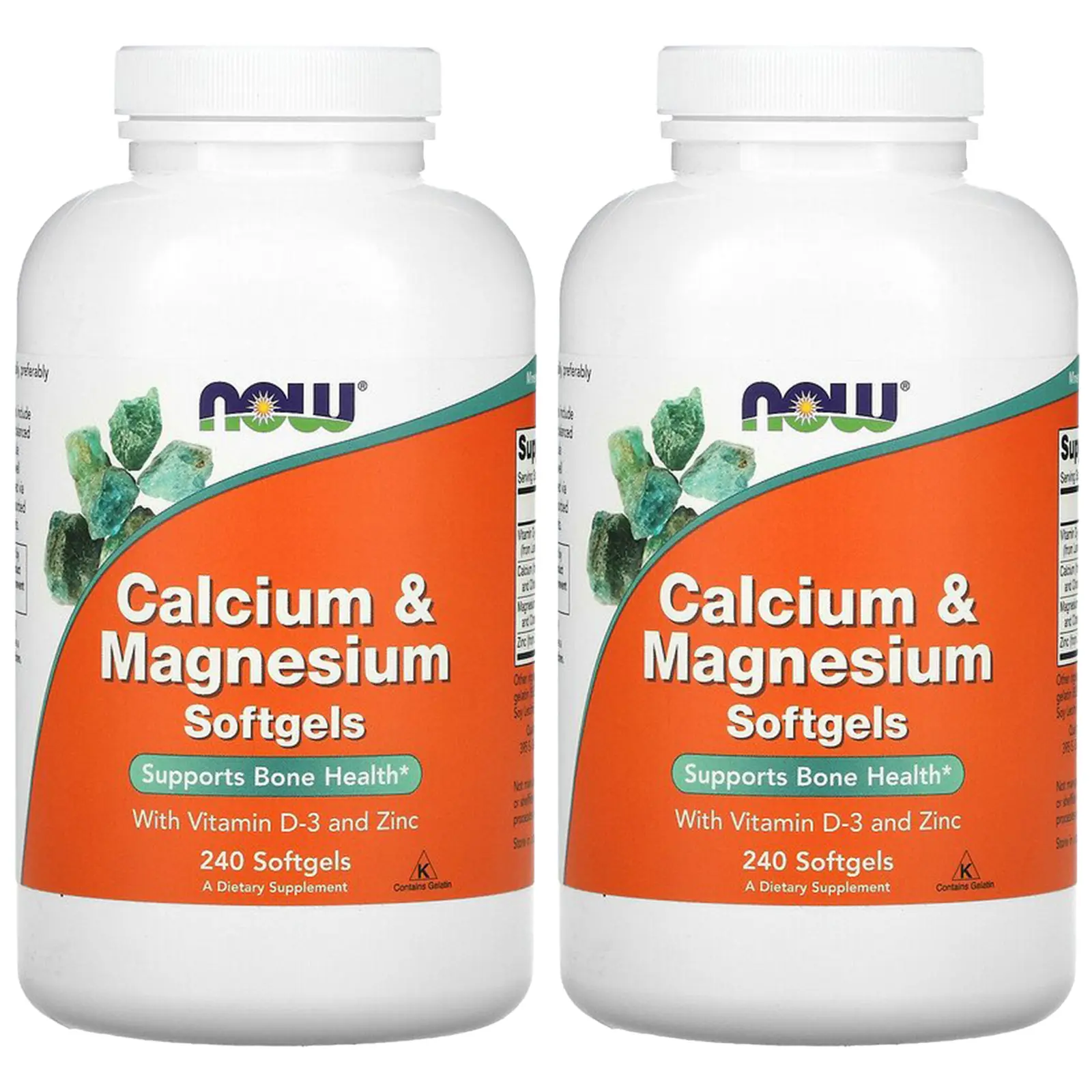 NOW Foods Now Foods, (2 Pack) Calcium & Magnesium, with Vitamin D-3 and Zinc, 240 Softgels