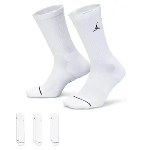 Air Jordan Everyday Crew Socks DX9632-100 Winter White/Black Polyester Spandex Nylon Breathable Knit Technology Cushioned Forefoot & Heel