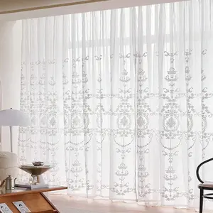 1pc Vintage European Style Simple Sheer Curtain, Suitable For Bedroom, Living Room, Home Decor, Daily Use And Party, Home Decoration Curtain