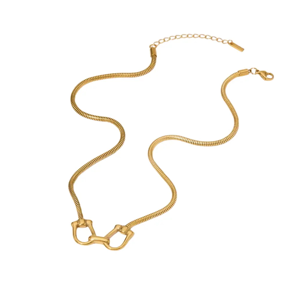 Equestrian Horse Bit Necklace 18k Gold Two Tone Non Tarnish