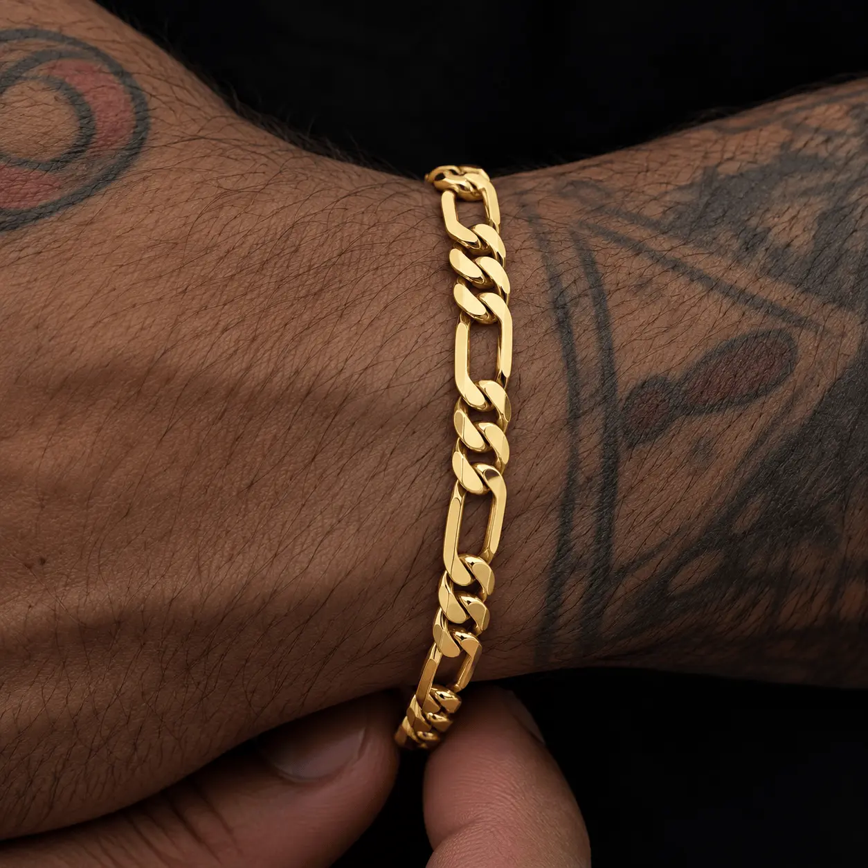 14K Gold-Plated Figaro Link Stainless Steel Chain Bracelet - Multi-Size (8mm,9mm,10mm,12mm) Italian Style, Anti-Tarnish Nano Coating, Unisex Hip Hop/Everyday Jewelry, Gift-Worthy Gold-Tone Bracelets & Bangles