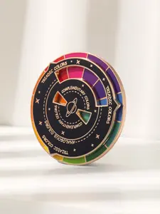 Color Magician Badge Enamel Pin, Rotating 12-Color Ring Design, Artistic Inspiration Tool, Artist Color Mixing Practice Accessory, Durable Metal Pins