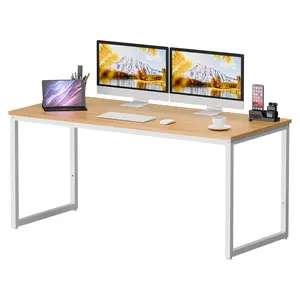 SEGAWE 55" Laptop Computer Desk Metal Frame Modern Rectangular Workplace Studio, Natural