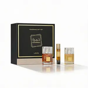 Lattafa Khamrah 3 Piece Gift Set (EDP 3.4FL.OZ | 100ML, EDP 0.4FL.OZ | 12ML, HAIR MIST 1.6FL.OZ | 50ML)