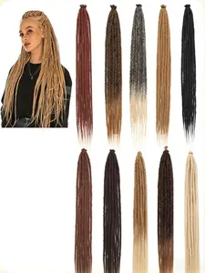24 Inch Handmade Crochet Fiber Hair Extensions, Soft Dreadlock Style, African Hip Hop Look, Daily Wear Halloween Costume Accessory