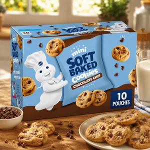 Pillsbury Mini Soft Baked Cookies, Chocolate Chip, Snack Bags, 10 Ct, 10 oz