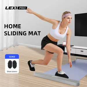 LEXI PRO Home Sliding Mat Training Silent PU Glide Surface V Shape Ski & Side Slide Workouts Includes Shoe Covers