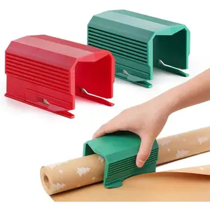 2PC Wrapping Paper Cutter Christmas Paper Roll Cutters Paper Cutter Slider Tool Set Christmas Gift Packing Wrapping Cutting Supplies for Crafting Birthday Gifts Wrap Rolls (1PC RED & 1PC Green)