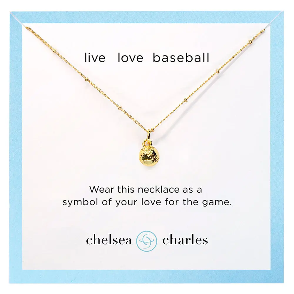 CC Sport Gold Baseball Charm Necklace