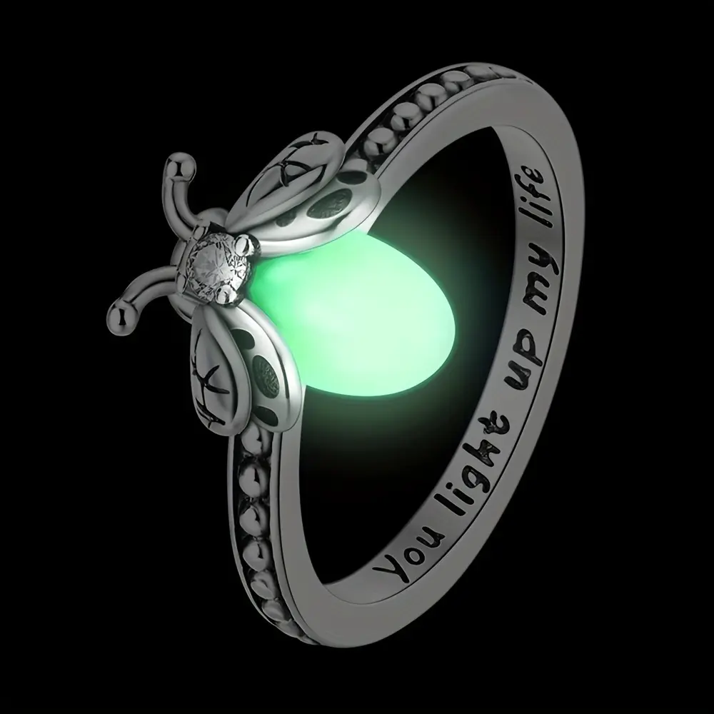 2.5g S925 Sterling Silver Luminous Firefly Ring, Women's Fashion High-end Ring, Suitable for Valentine's Day, Anniversary, Proposal Ring