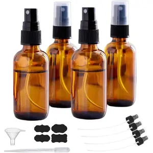 2oz  Glass Spray Bottles for Essential Oils, Hair, Skincare, Cleaning & Travel,4-Pack Small Empty Spray Bottle