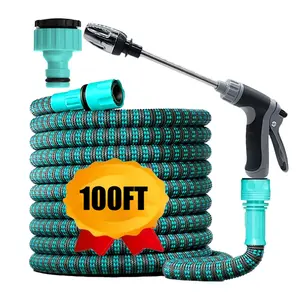 Flexible Expandable Garden Hose High Pressure Spray Nozzle Cleaning Gun Car Wash Hose 25ft-50ft-75ft-100ft, Durable Watering Solution