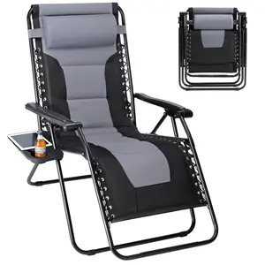 added Zero Gravity Chair, Heavy Duty Outdoor Recliner, Foldable Anti Gravity Lounge Chair for Yard Camping Poolside