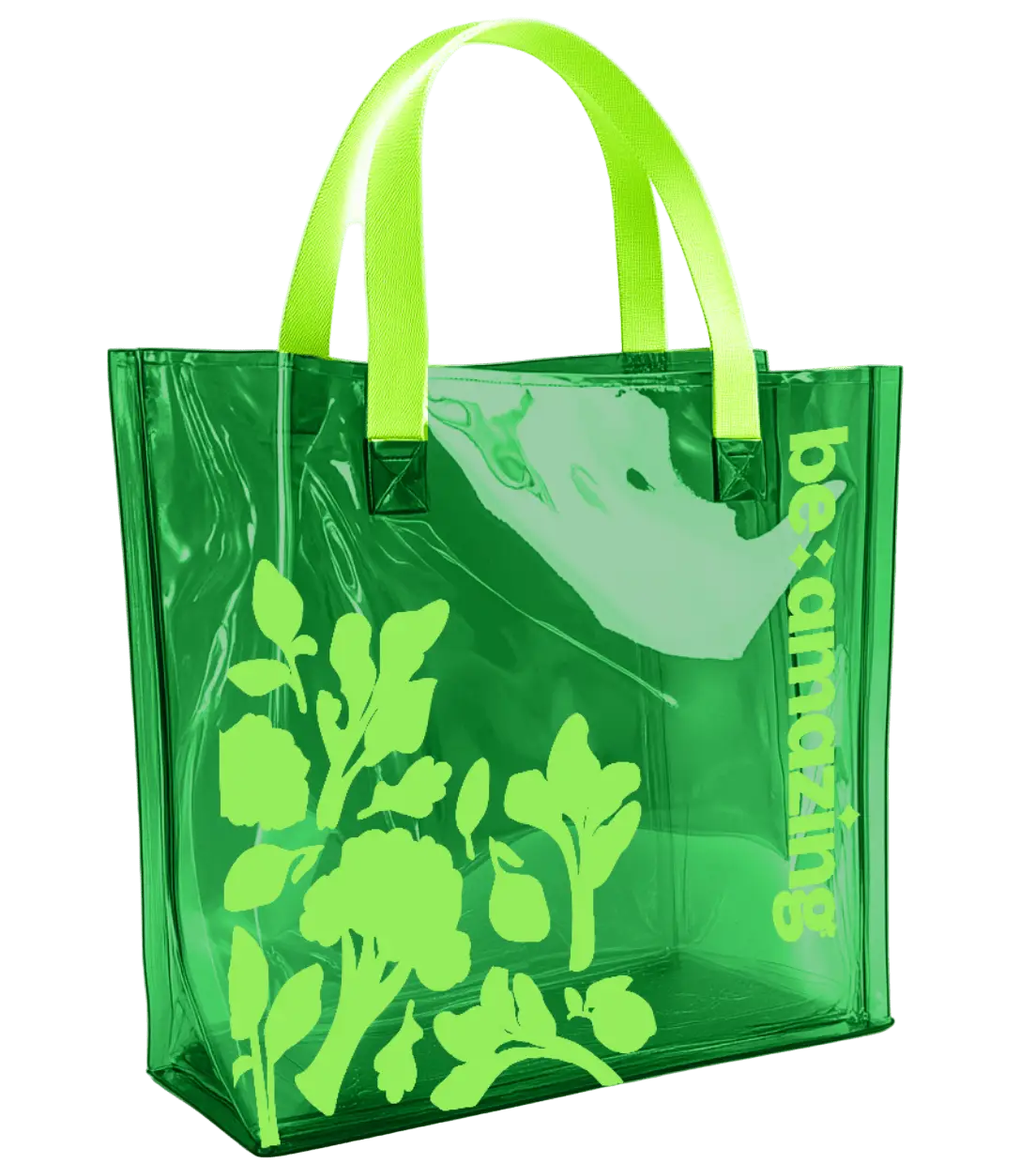 Be Amazing Green Transparent Tote - Y2K Style Green Design Tote