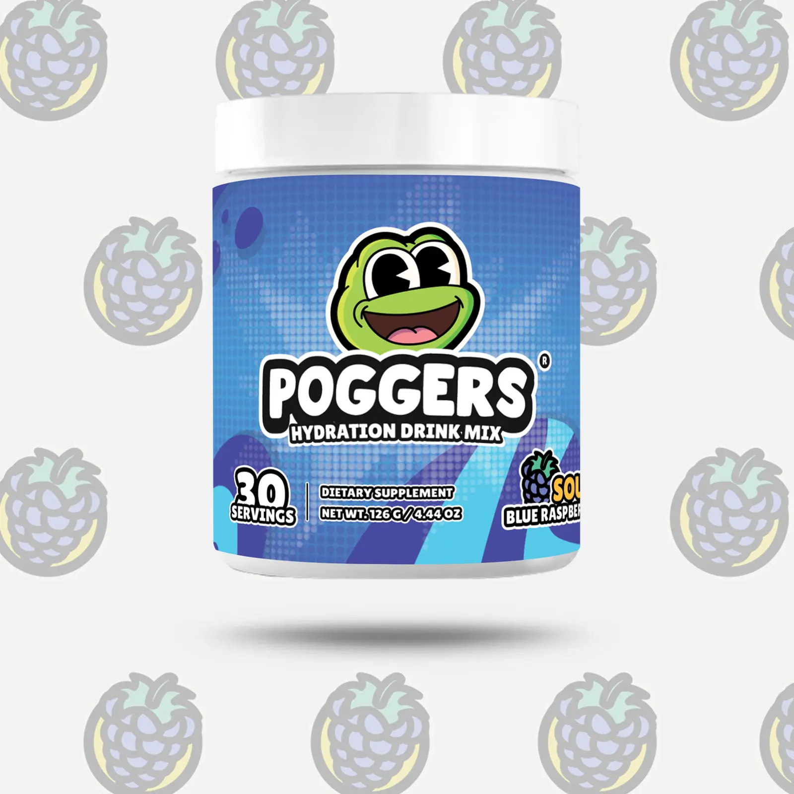 POGGERS Sour Blue Raspberry Hydration Drink Mix - 30 Servings, Caffeine-Free, Natural Ingredients, Vitamin A-E, Calcium, Magnesium, Potassium, Sodium, Coconut Water Powder, Electrolyte & Vitamin Supplement - Beverage
