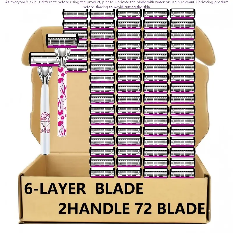This men's razor comes with 72 ultra-sharp, durable and Stainless Steel blades, and its design ensures a safe,smooth and painless shaving experience, Manual Shaver, comes with 2 non-slip handles, perfect for holiday gifts, Manual Shaving Kit