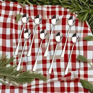 8 Piece Long Handle Iced Tea Spoon, Stainless Steel Coffee Mixing Spoons - Long Cream Dessert Spoons