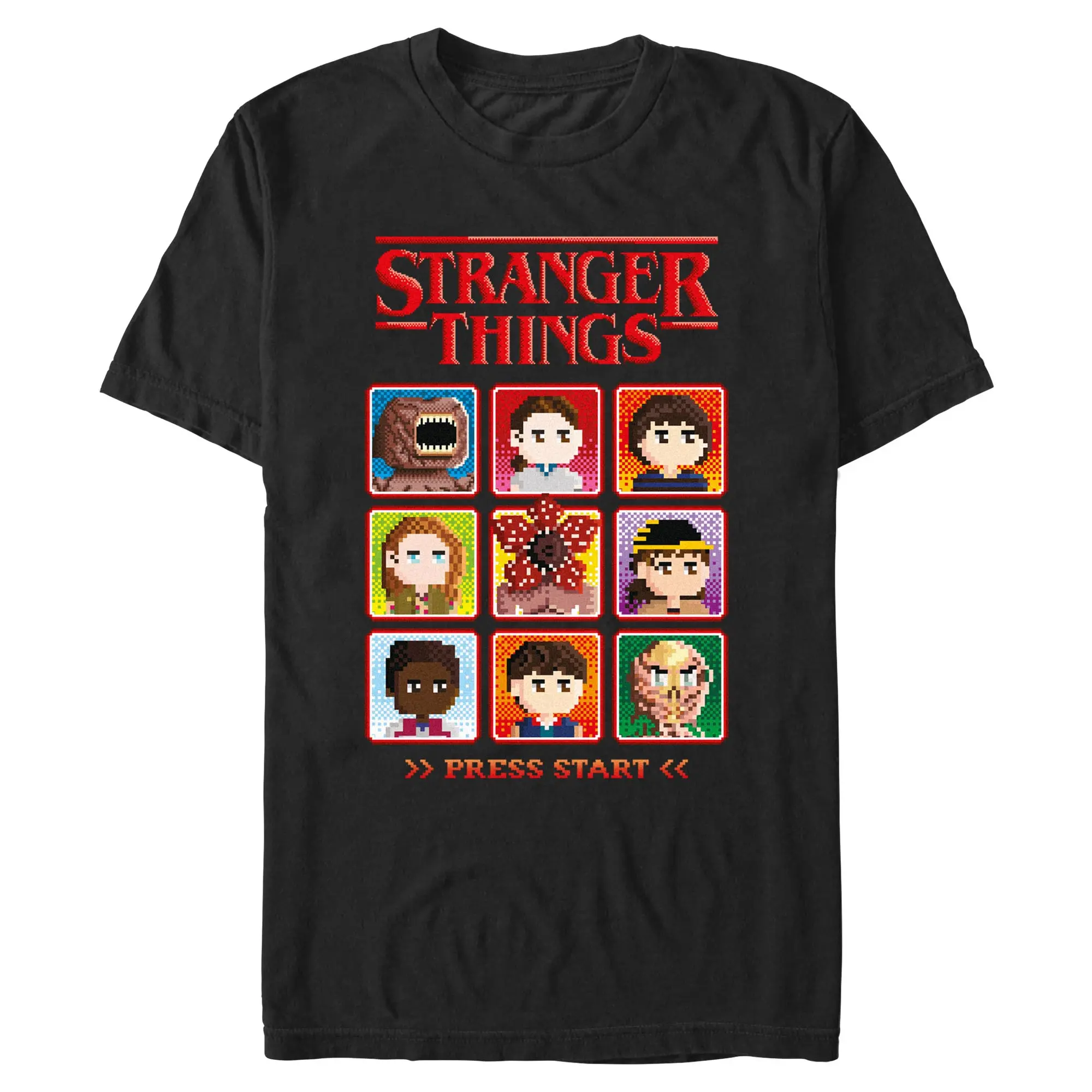Mens Stranger Things Character Box 8 Bits Players T Shirt