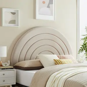 Solana Arched Performance Velvet Full Headboard in Almond