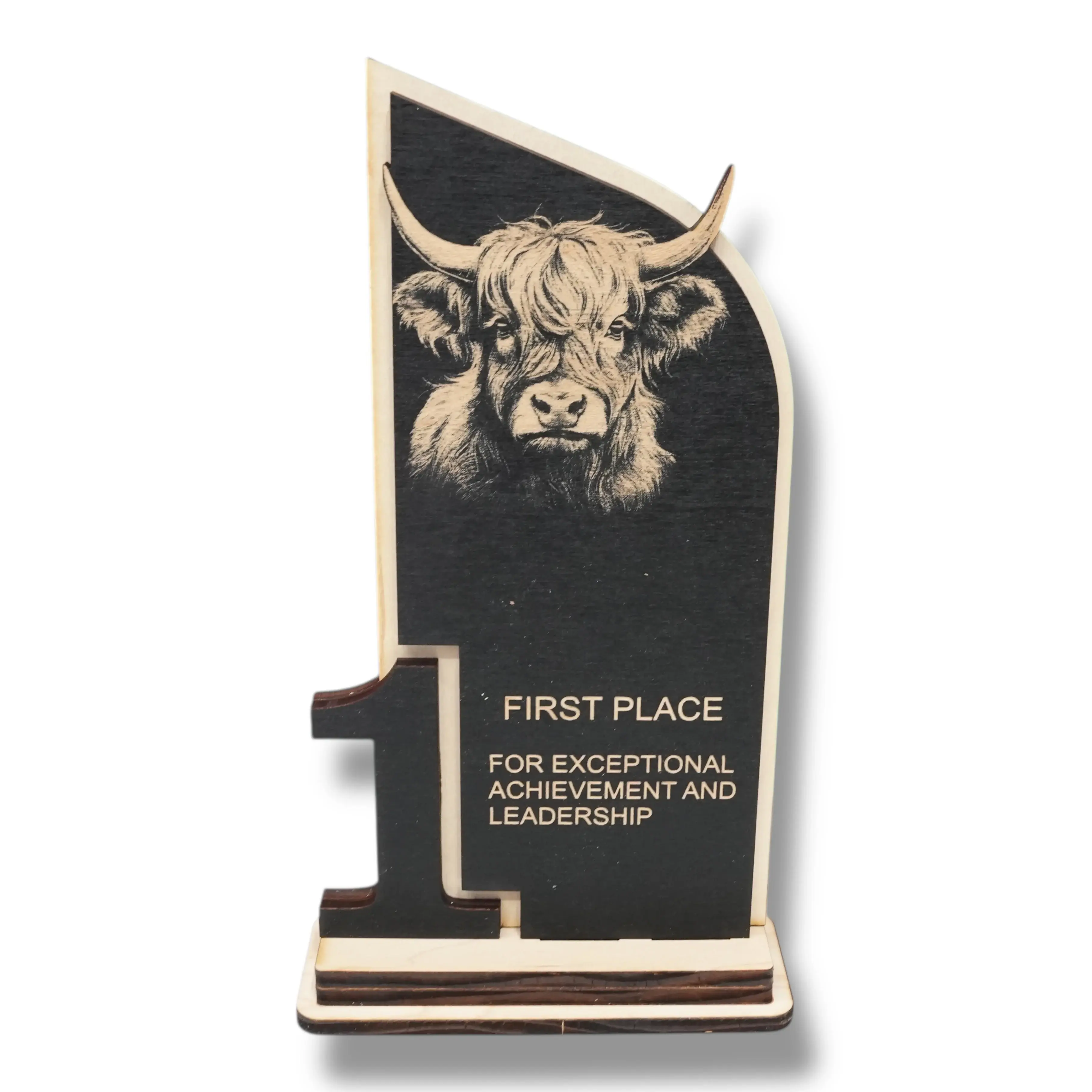 Trophy Award - CUSTOM - Highland Cow - 1st 2nd 3rd Place - 9x5 Inches