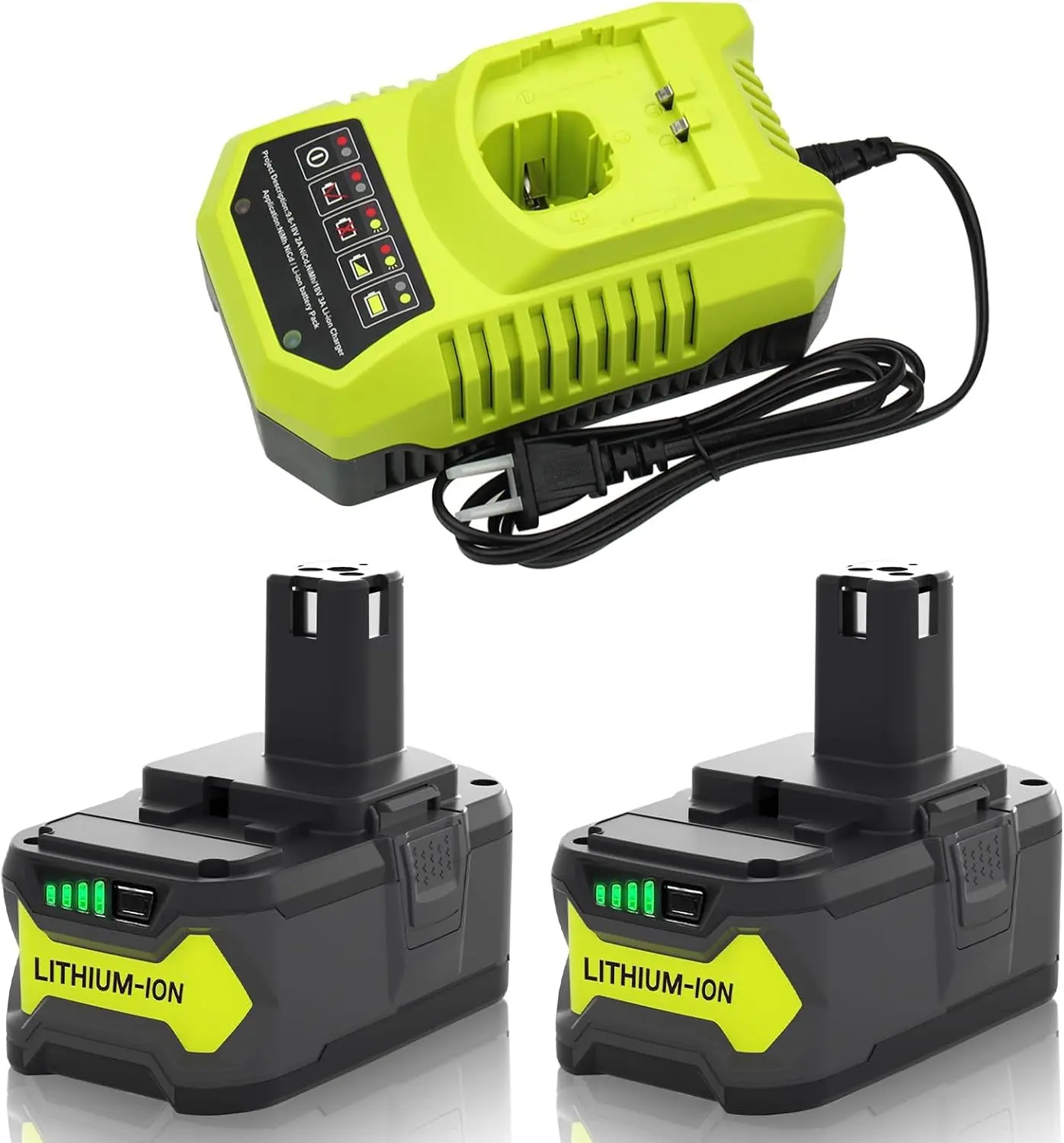 Upgraded 8000MAH 6000MAH P108 & P117 Charger Replacement for Ryobi 18V   Lithium High Capacity  Battery and Charger Combo Compatible with Ryobi 18V Battery P102 P103 P104 P105 P107 P190 P109 Cordless Power Tools, Lithium Ion Battery, Extra Battery