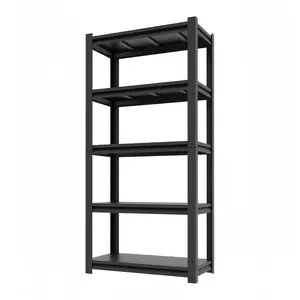 Metal Adjustable 5-Tier Garage Shelving Unit, Suitable for Industrial Garages/Basements/Warehouses, Black, Multi-Purpose Utility Shelving