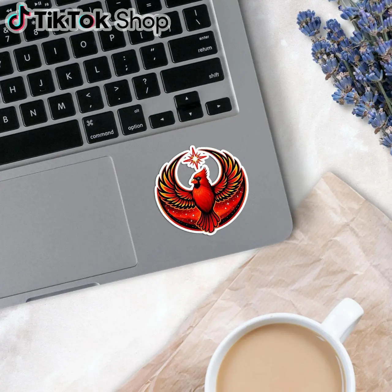 Illinois State Sticker , Red Bird Laptop Sticker , Waterproof Vinyl Decal, Phoenix Bird Laptop Sticker