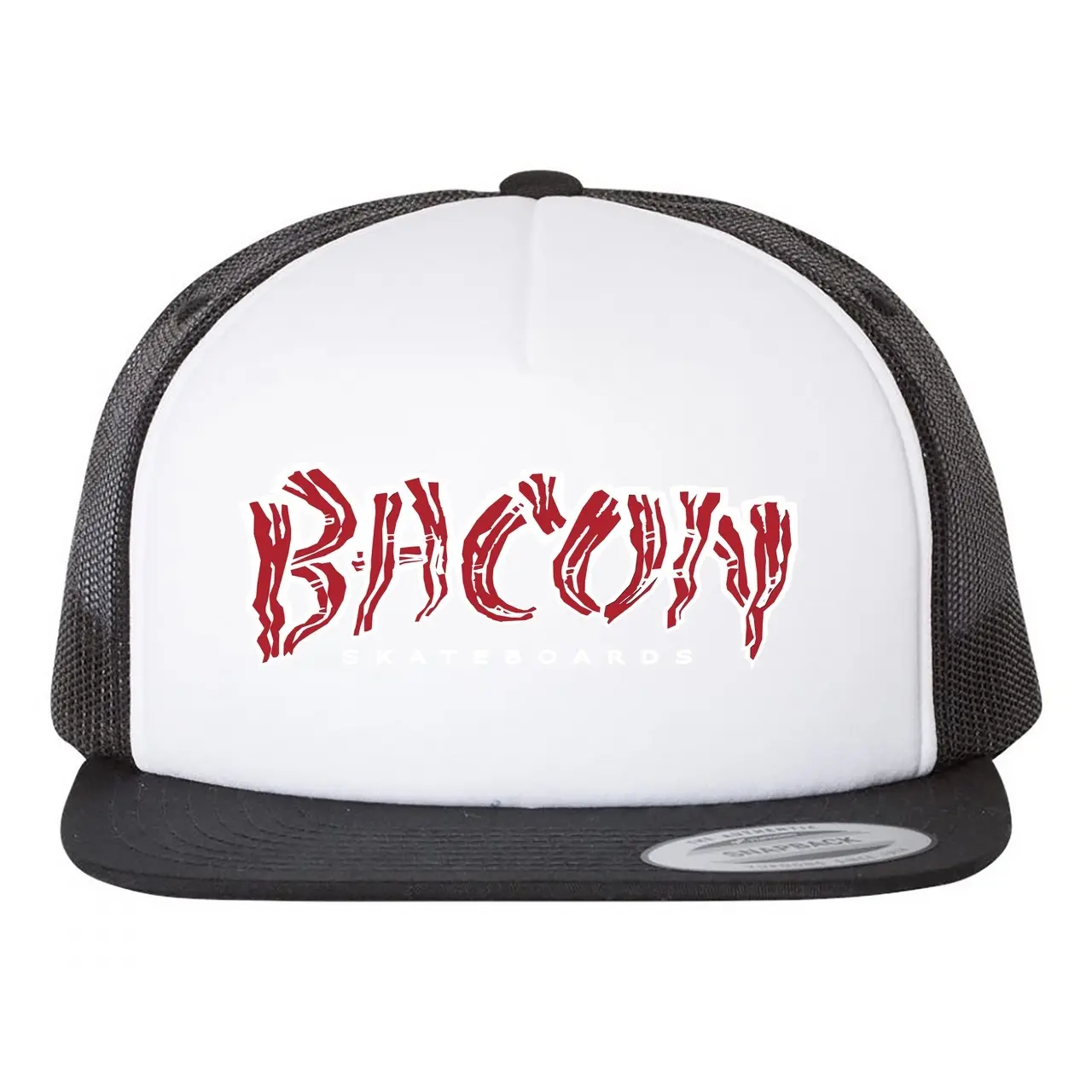 Skateboarding Bacon Snapback Hat - Short Beak, Color Logo Design, Leisure Outdoor Sports Headwear, Beak Is Shorter