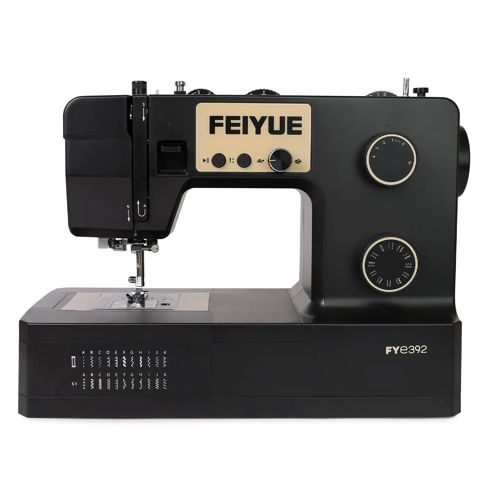 FEIYUE FYe392 Heavy-Duty Portable Sewing Machine with Energy-Saving Servo Motor, 23 Built-in Stitches, Multiple Needle Positions, 6 Bobbins, 5 Sewing Ft, Iron, Plastic Parts, Accurate Stitching, Beginner-Friendly (500-1000 Stitches Capacity), Adjustable,,