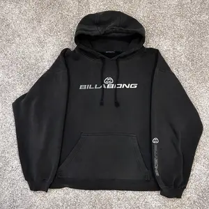 Black Vintage 90's Billabong Hoodie Awesome Hit on the Sleeve, Outfit Ideas, Best Sellers, Casual Sweatshirt Hoodie