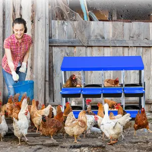 Compartment Chicken Nest Box, Ventilated Metal Nesting with Roll Away Nesting Box, Secure Egg Collection & Protection,Rustproof Plastic Tray, Chicken Laying Box for Hen & Duck