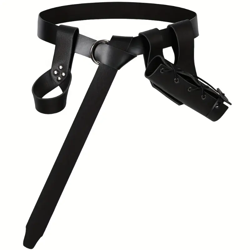 PU Leather Medieval Frog Shape Sword Belt Holster, Fashion Accessory That Adds Historical Charm for Viking Cosplay & Medieval Look