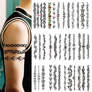 6pcs Black Thorns Tribal Totem Waterproof Temporary Tattoo Sticker Scorpion Fake Tattoo Sticker Arm Foot Waist Tattoo Men Women