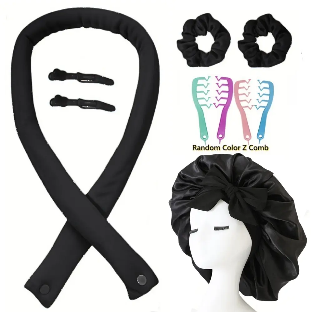 Women's 7PCS Heatless Curling Headband with Bonnet Set - Professional Curler Rollers, Bouncy Curls Hair Tools, Sleeping Hair Care & Styling Accessories