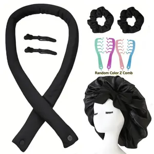 Heatless Curls Headband With Bonnet , 7 PCS/Set Professional SleepingHair Care & Styling Tool Set, Heatless StylingTools for Women & Girls, Hair Styling Tools